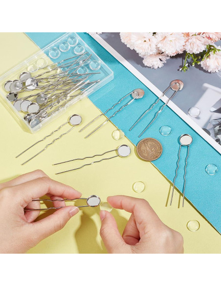 Pasadores de Cabello Vacíos UNICRAFTALE 20 Piezas Platino