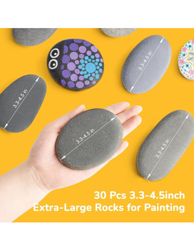Simetufy 30 Rocas para Pintar 8.4-11.4 cm para Manualidades