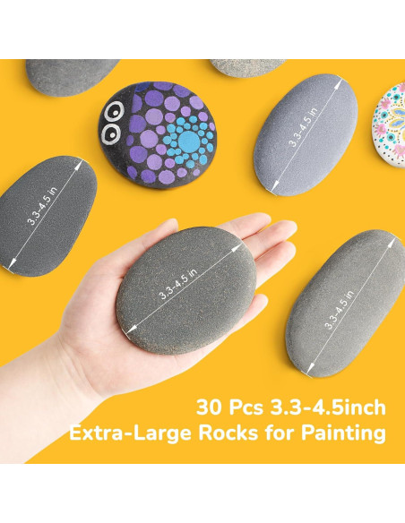 Simetufy 30 Rocas para Pintar 8.4-11.4 cm para Manualidades
