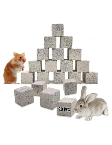 20 Pcs Bloques de Lava Hamiledyi para Chinchillas y Conejos