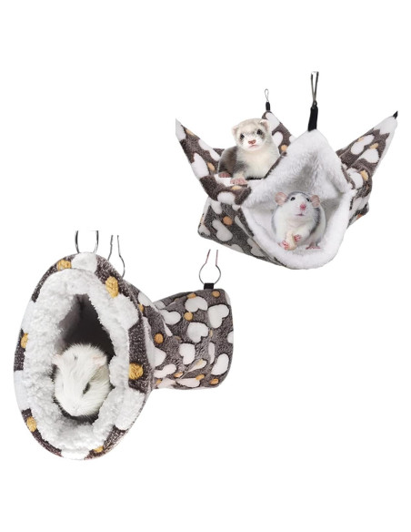 Cama y túnel colgante LEFTSTARER para hurones y cobayas