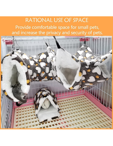 Cama y túnel colgante LEFTSTARER para hurones y cobayas