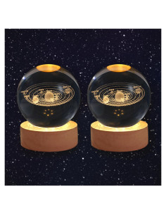 Luz Nocturna Esférica 3D Cokiyaya Sistema Solar USB 6cm