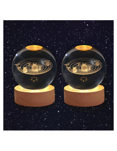 Luz Nocturna Esférica 3D Cokiyaya Sistema Solar USB 6cm
