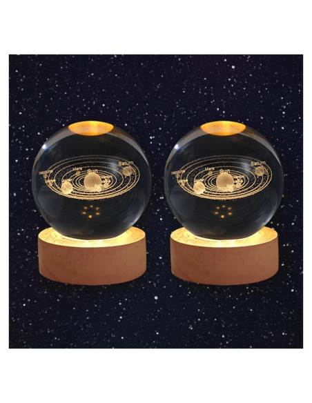 Luz Nocturna Esférica 3D Cokiyaya Sistema Solar USB 6cm
