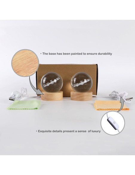 Luz Nocturna Esférica 3D Cokiyaya Sistema Solar USB 6cm