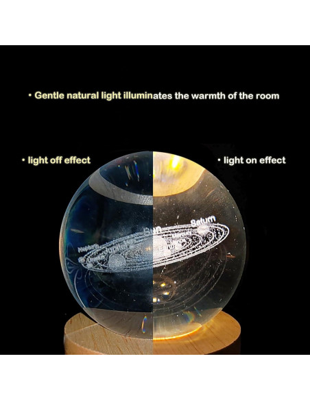 Luz Nocturna Esférica 3D Cokiyaya Sistema Solar USB 6cm