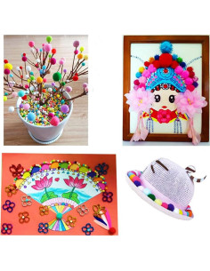 Pompones de alta elasticidad 150PCS colores variados DIY 2