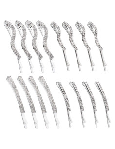 16 Piezas Pinzas para el Cabello Folansy con Rhinestone y Metal