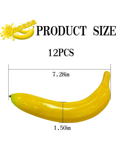 12 Plátanos Artificiales Realistas Princess Bling 18.5 cm