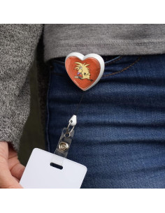 Porta Credencial Retráctil Corazón Graphics & More - Blanco 2