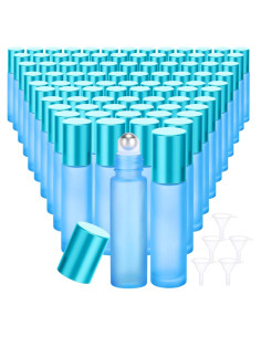 Sumind 150 Botellas de Rodillo de Vidrio 10 ml Azul Esmerilado