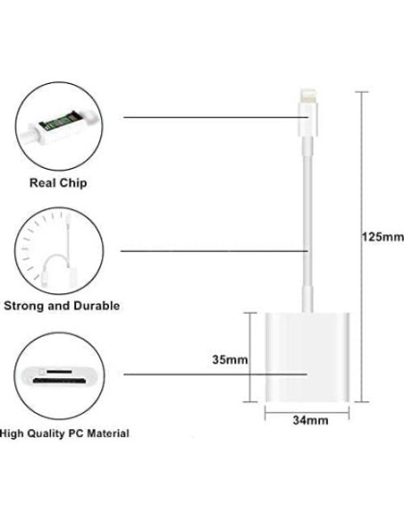 Lector de Tarjetas SD esbeecables Lightning 2 en 1 para iPhone/iPad
