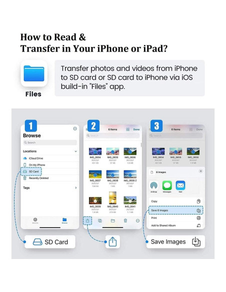 Lector de Tarjetas SD esbeecables Lightning 2 en 1 para iPhone/iPad