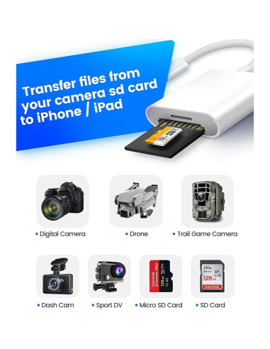Lector de Tarjetas SD esbeecables Lightning 2 en 1 para iPhone/iPad