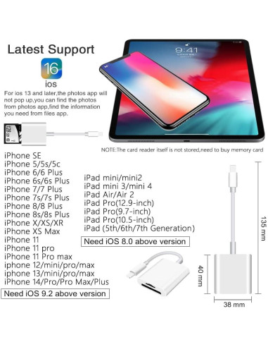Lector de Tarjetas SD esbeecables Lightning 2 en 1 para iPhone/iPad