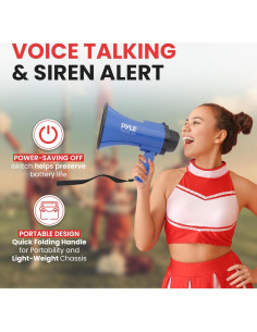 Megáfono Pyle PMP31BL 30W con Sirena y Micrófono - Azul 2