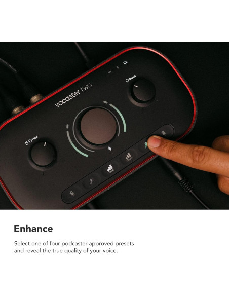 Focusrite Vocaster Two - Interfaz de Podcasting USB-C, 2 Micrófonos