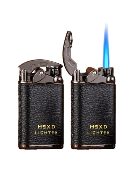 Encendedor de Butano NINSI Retro Negro, Llama Ajustable a Prueba de Viento