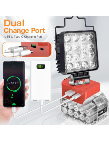 Luz de Trabajo LED 48W Myteaworld para Batería Milwaukee M18
