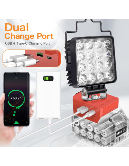 Luz de Trabajo LED 48W Myteaworld para Batería Milwaukee M18