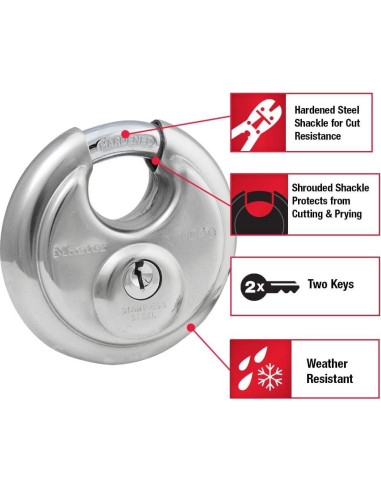 Cerradura de disco Master Lock 40DPF acero inoxidable 70mm