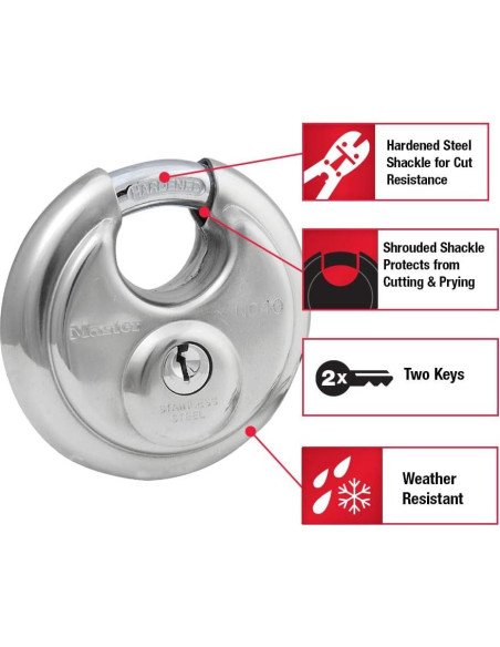 Cerradura de disco Master Lock 40DPF acero inoxidable 70mm