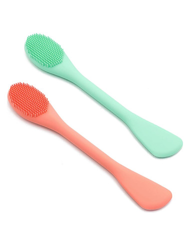 Brocha Aplicadora de Mascarilla Facial Silicona 17cm Naranja/Verde