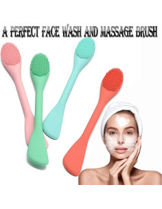 Brocha Aplicadora de Mascarilla Facial Silicona 17cm Naranja/Verde 2