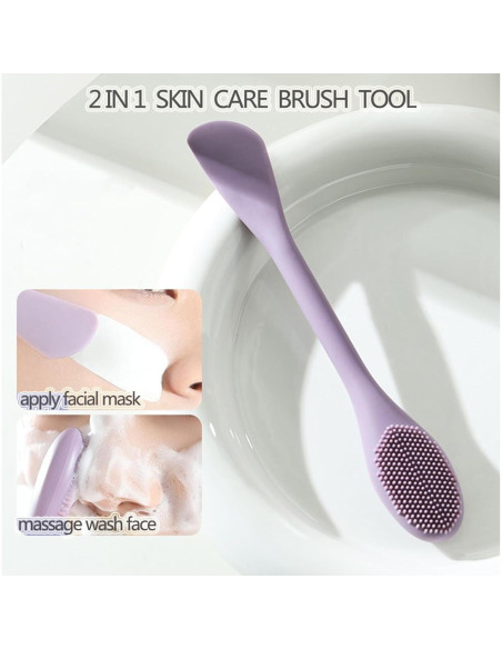 Brocha Aplicadora de Mascarilla Facial Silicona 17cm Naranja/Verde