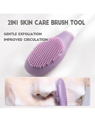 Brocha Aplicadora de Mascarilla Facial Silicona 17cm Naranja/Verde