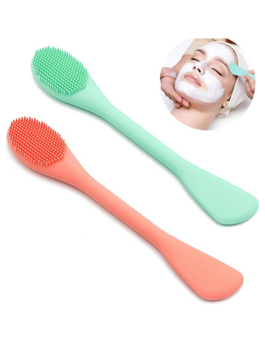 Brocha Aplicadora de Mascarilla Facial Silicona 17cm Naranja/Verde