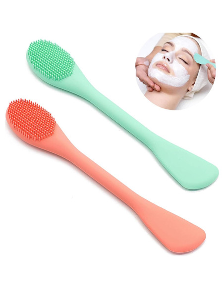 Brocha Aplicadora de Mascarilla Facial Silicona 17cm Naranja/Verde