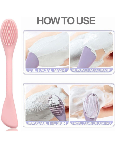 Brocha Aplicadora de Mascarilla Facial Silicona 17cm Naranja/Verde