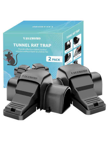 Trampa para Ratas VASAMOMO - Paquete de 2, Entrada Dual, Reutilizable