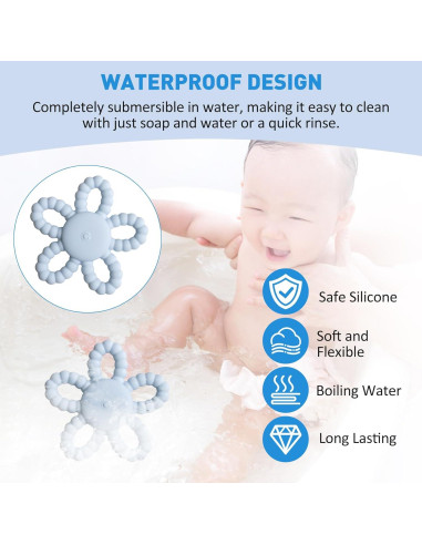 Mordedor Vibrante para Bebé Silicona Azul USB 3 Configuraciones