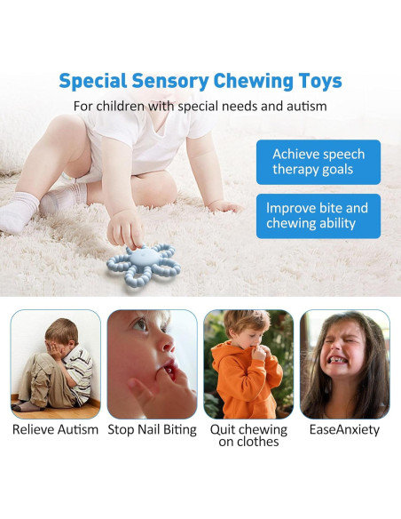 Mordedor Vibrante para Bebé Silicona Azul USB 3 Configuraciones