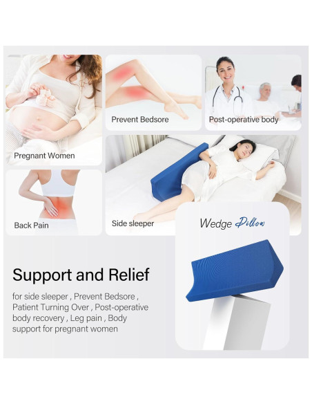 Almohada Cuña 30 Fanwer 86.9 cm Espuma Viscoelástica Azul