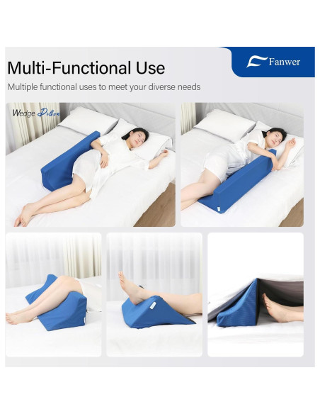 Almohada Cuña 30 Fanwer 86.9 cm Espuma Viscoelástica Azul