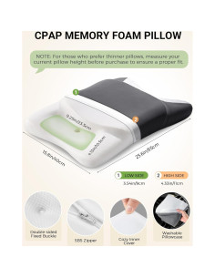 Almohada CPAP Ergonómica BAMHILL para Dormir de Lado 65x40cm 2