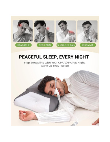 Almohada CPAP Ergonómica BAMHILL para Dormir de Lado 65x40cm