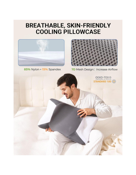 Almohada CPAP Ergonómica BAMHILL para Dormir de Lado 65x40cm