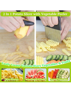 Cortador Crinkle 2 en 1 Suuker - Acero Inoxidable, 14.5 cm 2