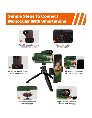 Telescopio Monocular 80x100 ASxmhGo con Trípode y Adaptador