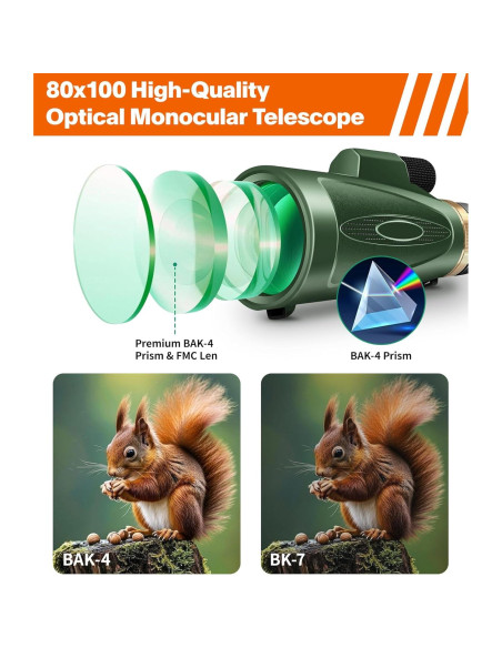 Telescopio Monocular 80x100 ASxmhGo con Trípode y Adaptador