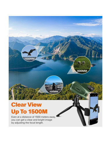 Telescopio Monocular 80x100 ASxmhGo con Trípode y Adaptador