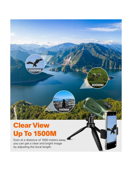 Telescopio Monocular 80x100 ASxmhGo con Trípode y Adaptador