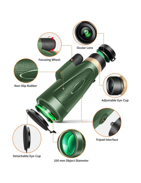 Telescopio Monocular 80x100 ASxmhGo con Trípode y Adaptador