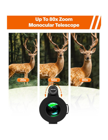 Telescopio Monocular 80x100 ASxmhGo con Trípode y Adaptador