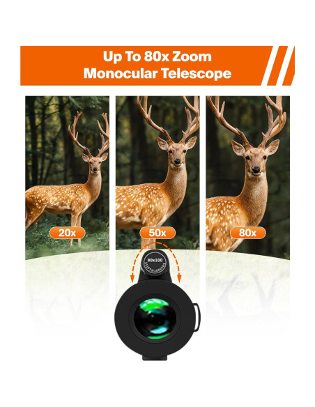 Telescopio Monocular 80x100 ASxmhGo con Trípode y Adaptador